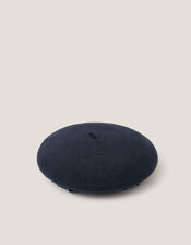 Bow Wool Beret, Blue (NAVY), large