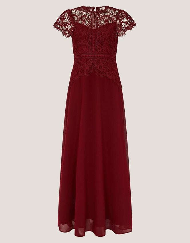 Monica Lace Bridesmaid Dress, Red (BURGUNDY), large
