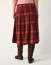Charly Check Midi Skirt, Red (BURGUNDY), large