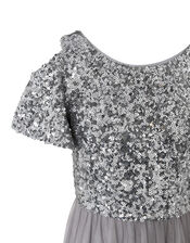 Jacinta Cold-Shoulder Sequin Maxi Dress, Silver (SILVER), large