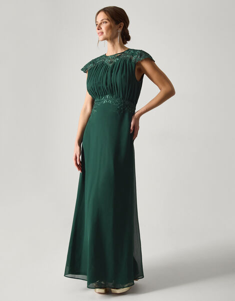 Elodie Lace Chiffon Bridesmaid Dress, Green (DARK GREEN), large