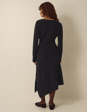Floy Frogging Asymmetrical Knitted Midi Dress, Black (BLACK), large