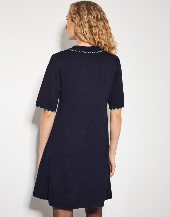 Cole Scallop Collar Knit Mini Dress, Blue (NAVY), large