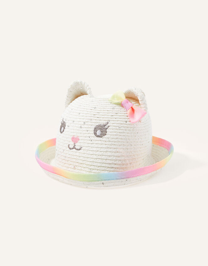 Baby Kitty Bowler Hat, White (WHITE), large