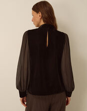 Jo Embroidered Velvet Top, Brown (CHOCOLATE), large