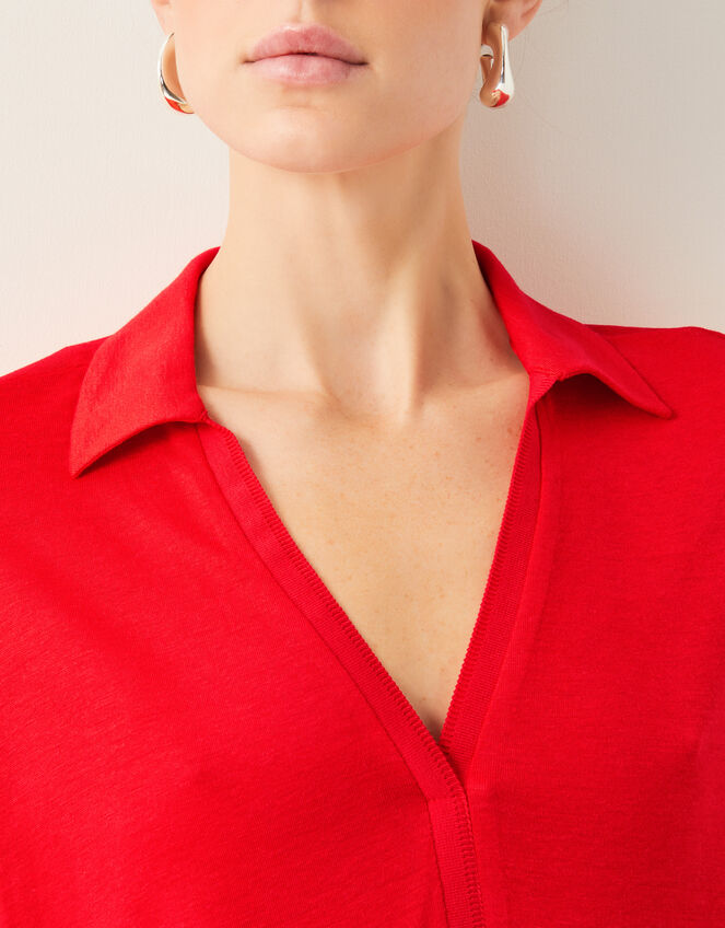 Cara Collar Jersey T-Shirt, Red (RED), large