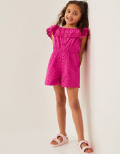 Broderie Ruffle Romper, Pink (PINK), large