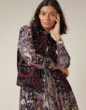 Embroidered Velvet Waistcoat, Black (BLACK), large