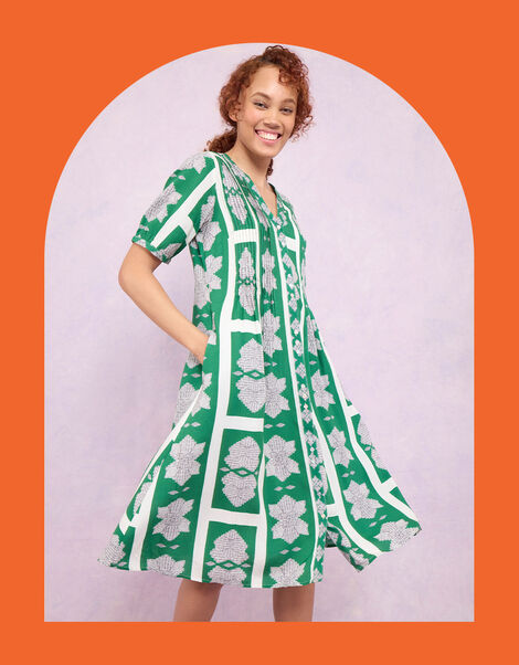 East Ula Print Dress, Green (GREEN), large