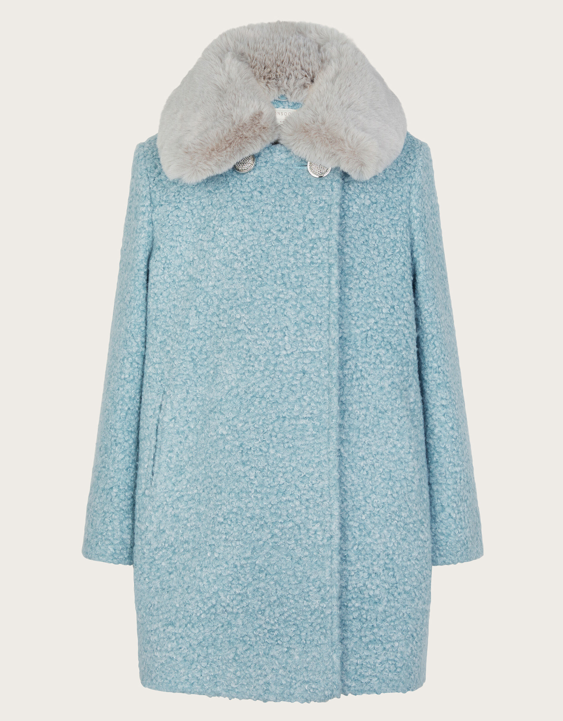 Light blue boucle coat sale