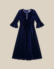 Clara Embellished Velvet Midi Dress, Blue (NAVY), large