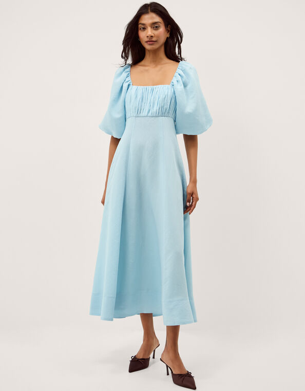 Payton Puff Sleeve Midi Dress, Blue (TURQUOISE), large