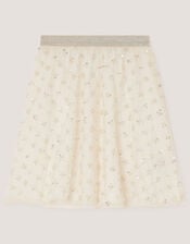 Gracie Pearl Embellished Skirt, White (WARM IVORY), large