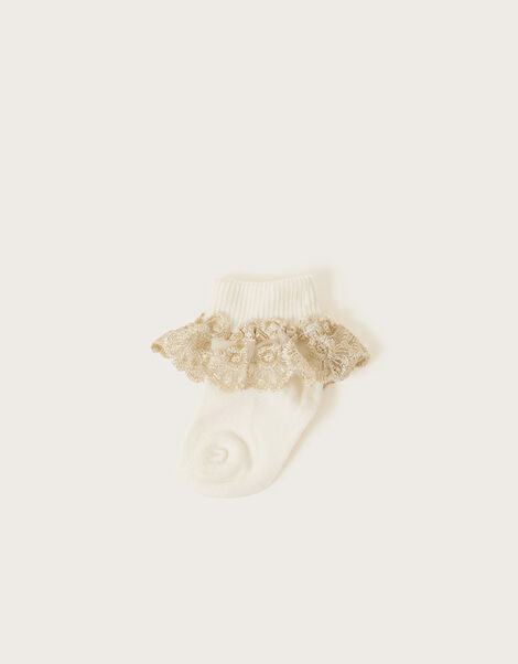 Baby Sparkle Lace Socks, Ivory (IVORY), large