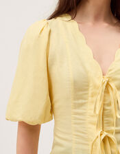Willow Puff Sleeve Tie Front Top, Yellow (YELLOW), large