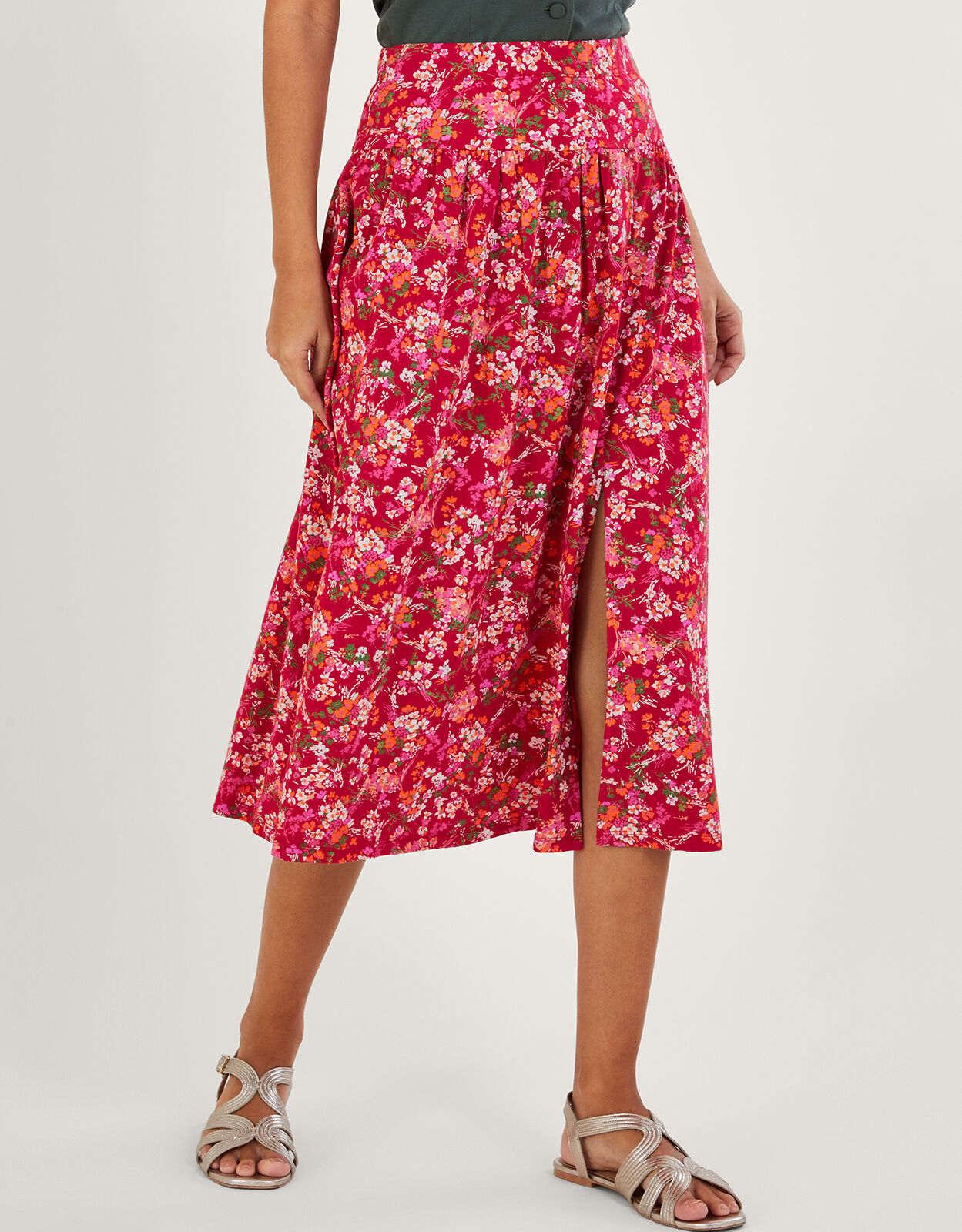 Monsoon red shop maxi skirt