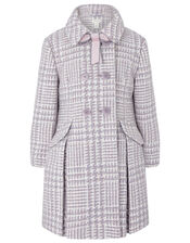 Dogtooth Tweed Coat, Purple (LILAC), large