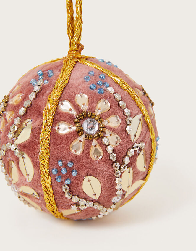 Velvet Embroidered Bauble , Pink (PINK), large