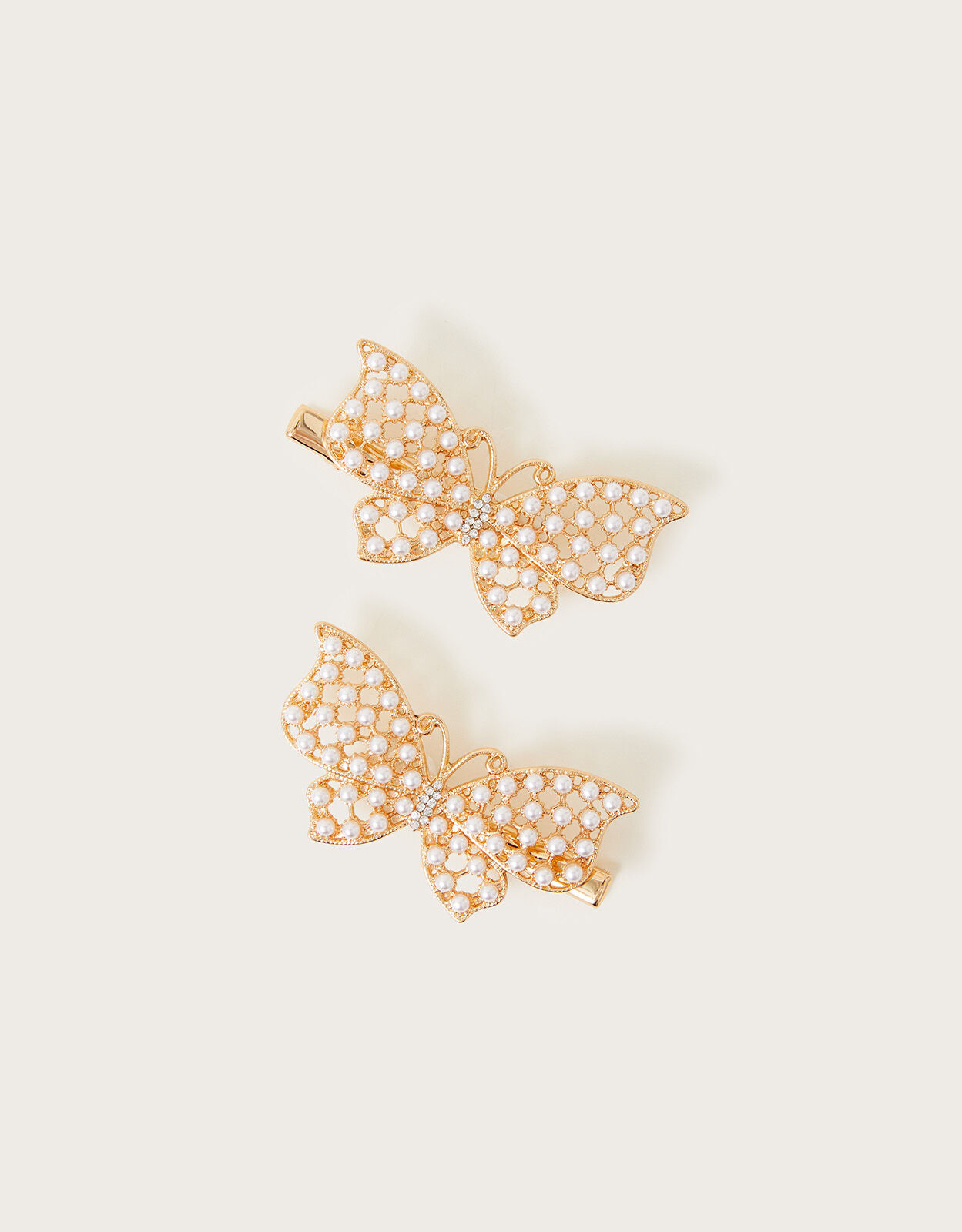 Pearly Butterfly Hair Clips Set of Two Girls Hair Accessories