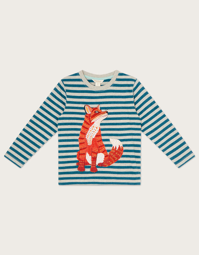 Stripe Fox T-Shirt WWF-UK Collaboration, Teal (TEAL), large