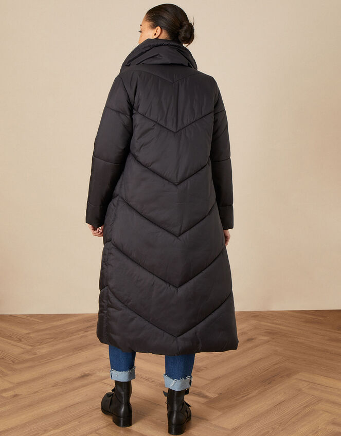 Clara Longline Padded Maxi Coat in Recycled Polyester, Black (BLACK), large