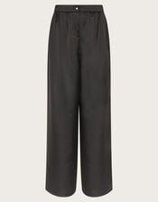 Satin Wide Leg Trousers, Black (BLACK), large