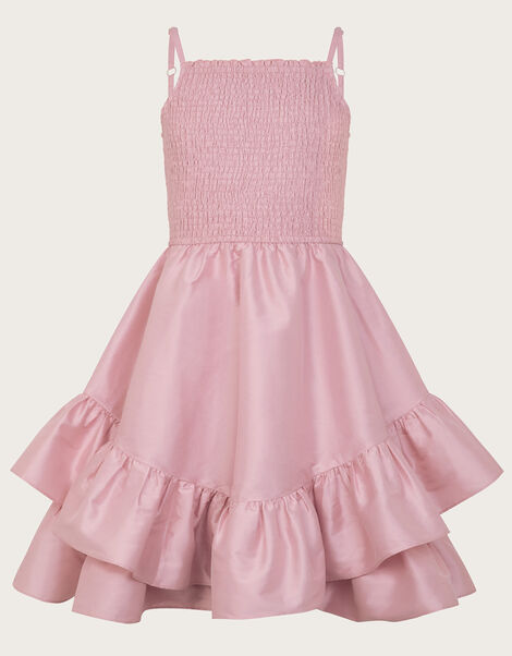 Clariska Smocked Taffeta Prom Dress, Pink (PINK), large