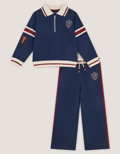 Half Zip Sweatshirt & Joggers Set, Blue (NAVY), large