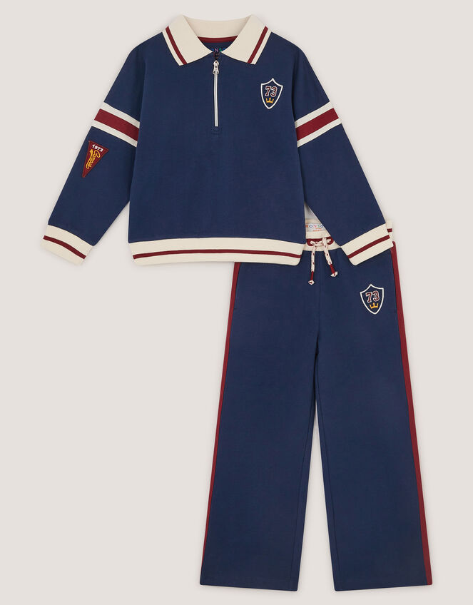 Half Zip Sweatshirt & Joggers Set, Blue (NAVY), large