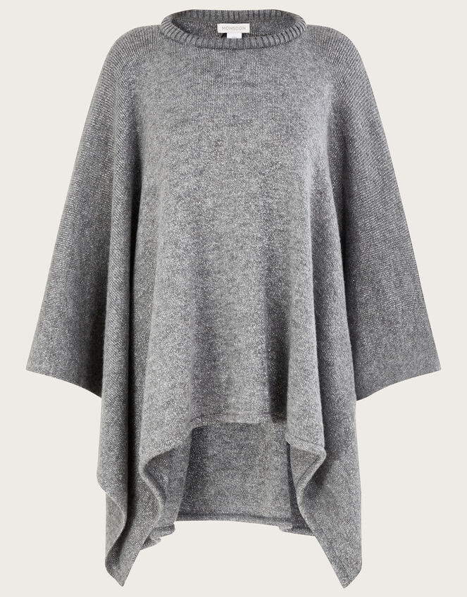 Metallic Poncho, Grey (GREY), large