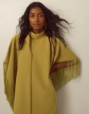 Novi High-Neck Fringe Mini Dress, Green (CHARTREUSE), large