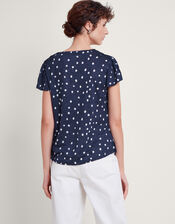 Mackie Spot Linen Top, Blue (NAVY), large