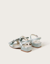 Diamante Bow Satin Sandals, Green (GREEN), large