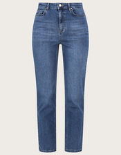 Boyfriend Straight Leg Denim Jeans, Blue (DENIM BLUE), large