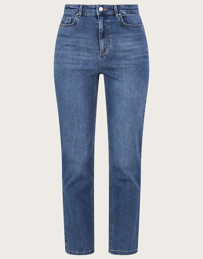 Boyfriend Straight Leg Denim Jeans, Blue (DENIM BLUE), large