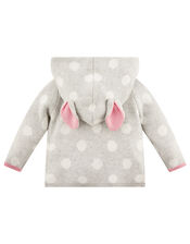 Newborn Baby Bunny Spot Cardigan, Grey (GREY), large