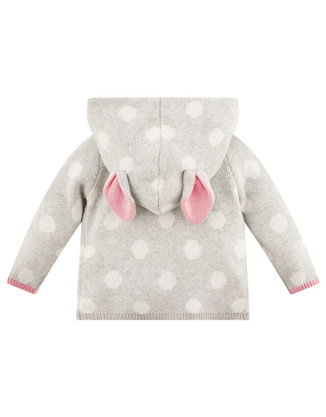 Newborn Baby Bunny Spot Cardigan, Grey (GREY), large