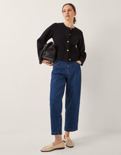 Bria Crew Neck Cardigan, Black (BLACK), large