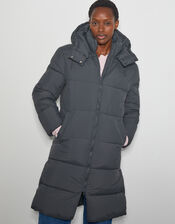 Lissy Long Hooded Puffer Coat, Gray (CHARCOAL), large