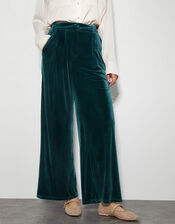 Valery Wide Leg Velvet Trousers, PEACOCK, large
