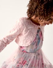 Emilia Lace Scallop Cardigan, Pink (PINK), large