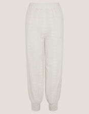 Rani Schiffly Embroidered Cotton Joggers, Ivory (IVORY), large