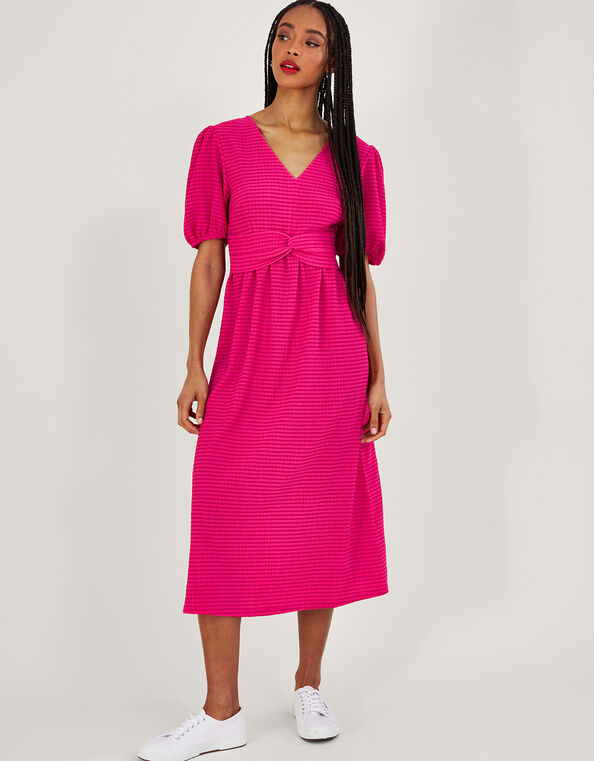Twist Detail Jersey Midi Dress Pink, Pink (PINK), large