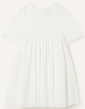 Lace Trim Crepe Tunic Dress, Ivory (IVORY), large