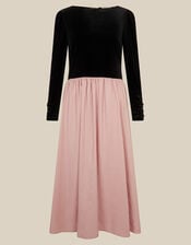 Taylor Two Tone Velvet Taffeta Midi Dress , Pink (PINK), large
