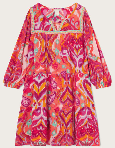 Paisley Ikat Print Dress in LENZING™ ECOVERO Multi, Multi (MULTI), large