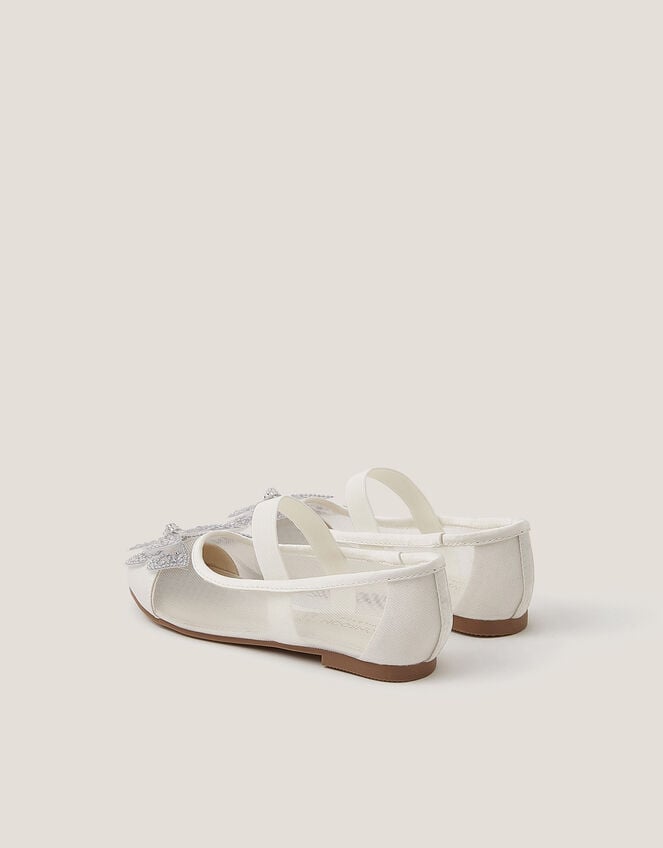 Butterfly Mesh Ballet Flats, Ivory (IVORY), large