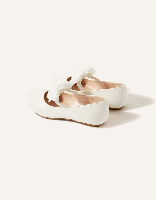 Shimmer Corsage Ballerina Flats, Ivory (IVORY), large