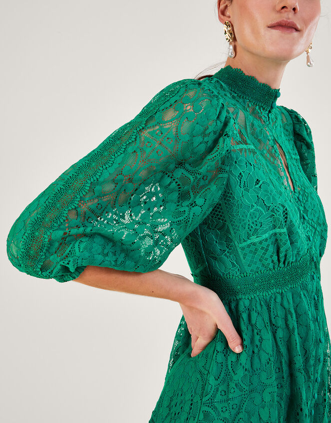 Rhea Lace Shirt Dress, Green (GREEN), large