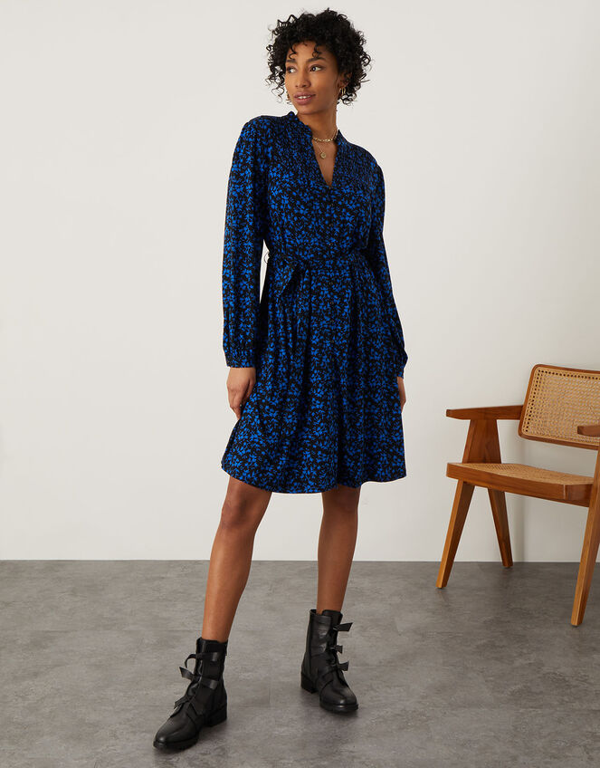 Hulia Ditsy Print Jersey Dress, Black (BLACK), large